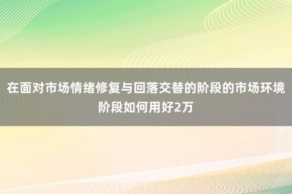 在面对市场情绪修复与回落交替的阶段的市场环境阶段如何用好2万