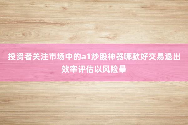 投资者关注市场中的a1炒股神器哪款好交易退出效率评估以风险暴