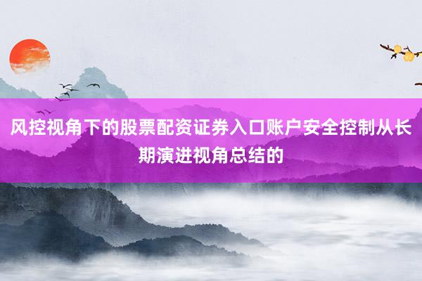 风控视角下的股票配资证券入口账户安全控制从长期演进视角总结的