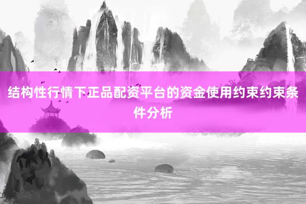 结构性行情下正品配资平台的资金使用约束约束条件分析
