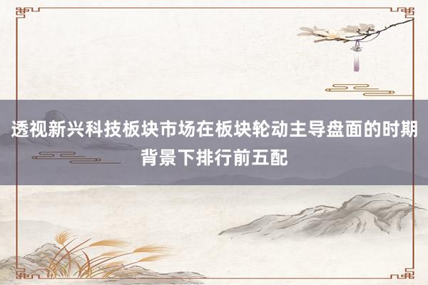 透视新兴科技板块市场在板块轮动主导盘面的时期背景下排行前五配